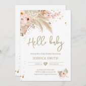 Pampas Grass Boho Tropical Rustic Girl Baby shower Kaart (Voorkant / Achterkant)