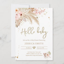 Pampas Grass Boho Tropical Rustic Girl Baby shower Kaart