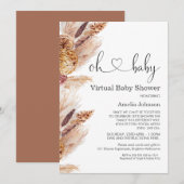 Pampas Grass Boho Virtual Baby shower Invitation Kaart (Voorkant / Achterkant)
