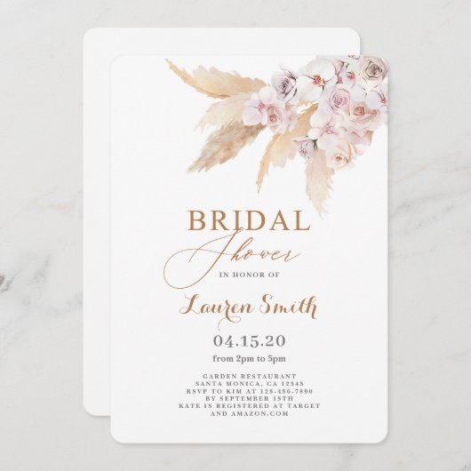 Pampas Grass boho Vrijgezellenfeest Kaart (Voorkant / Achterkant)