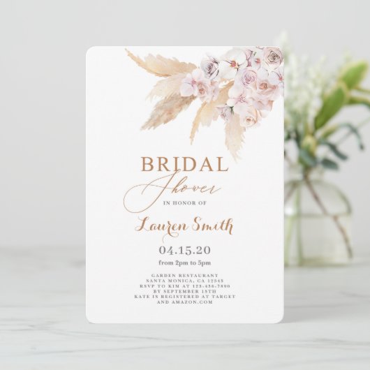 Pampas Grass boho Vrijgezellenfeest Kaart (Staand voorkant)