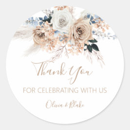Pampas Grass Boho Wedding Favor Stickers