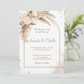 Pampas Grass Boho Wedding Kaart (Staand voorkant)