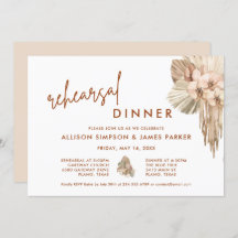 Pampas Grass Boho Wedding Rehearsal Dinner