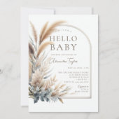 Pampas Grass Botanical Boho Neutral Baby shower Kaart (Voorkant)