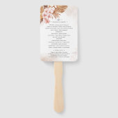 Pampas Grass Botanical Pink Floral Wedding Program Handwaaier (Achterkant)