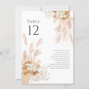 Pampas Grass Botanical Table Number Weddenschap