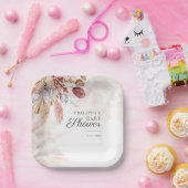 Pampas Grass Botanical Terracotta Baby shower Papieren Bordje (Feest)