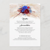 Pampas Grass Bourgogne en Navy Bruiloft Informatie Informatiekaartje (Voorkant)