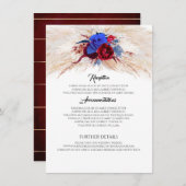 Pampas Grass Bourgogne en Navy Bruiloft Informatie Informatiekaartje (Voorkant / Achterkant)