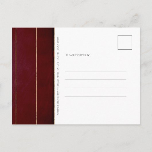 Pampas Grass Bourgogne Stoffig Blauw Save the Date Aankondigingskaart (Achterkant)