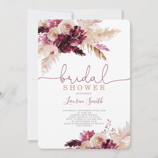 Pampas Grass Bourgogne vrijgezellenfeest Kaart (Voorkant)