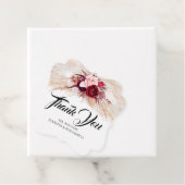 Pampas Grass Bourgondië Rode Bloemen Moderne Bruil Bedankjes Labels (In situ)