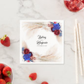 Pampas Grass Bourgondië Rode Marine Blauw Bloemen  Servet (Insitu)