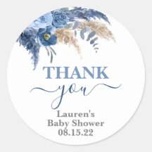 Pampas Grass Boy Baby shower Classic Ronde Sticker