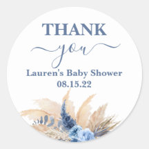 Pampas Grass Boy Baby shower Ronde Sticker