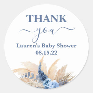Pampas Grass Boy Baby shower Ronde Sticker