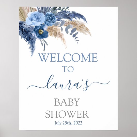 Pampas Grass Boy Baby shower Welkomstteken Poster (Voorkant)