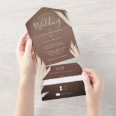 Pampas Grass Brown Wedding All In One Uitnodiging (Afscheurbaar)
