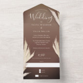 Pampas Grass Brown Wedding All In One Uitnodiging (Binnen)