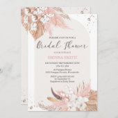 Pampas Grass Bruids Douche Uitnodiging Boho Arch (Voorkant / Achterkant)