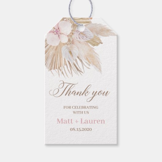 Pampas Grass bruiloft Cadeaulabel (Voorkant)