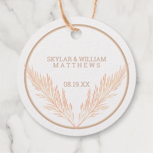 Pampas Grass Bruiloft Elegant Chique Echte Gouden  Bedankjes Labels (Achterkant)