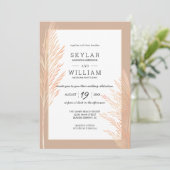 Pampas Grass Bruiloft Waterverf Chic Neutral Kaart (Staand voorkant)