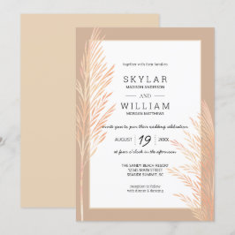 Pampas Grass Bruiloft Waterverf Chic Neutral Kaart