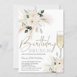 Pampas Grass Brunch Verjaardag Uitnodiging