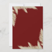 Pampas Grass Burgundy Red Floral Birthday Kaart (Achterkant)