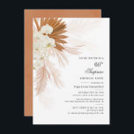 Pampas Grass Burnt Sinaasappel 60th Birthday Party Kaart<br><div class="desc">Pampas Grass Burnt Sinaasappel 60th Birthday Party Invitation met woestijnpalmen botanisch met moderne typografie en lay-out op witte achtergrond. U kunt deze kaart voor andere speciale gebeurtenissen volledig aanpassen door op de knop "Personaliseren" te klikken om het jaar,  de indeling,  de tekstkleur en nog veel meer te wijzigen.</div>