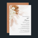 Pampas Grass Burnt Sinaasappel 60th Birthday Party Kaart<br><div class="desc">Pampas Grass Burnt Sinaasappel 60th Birthday Party Invitation met woestijnpalmen botanisch met moderne typografie en lay-out op witte achtergrond. U kunt deze kaart voor andere speciale gebeurtenissen volledig aanpassen door op de knop "Personaliseren" te klikken om het jaar,  de indeling,  de tekstkleur en nog veel meer te wijzigen.</div>