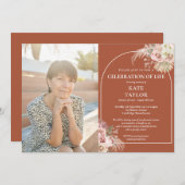 Pampas Grass Celebration of Life Funeral Photo Inv Kaart (Voorkant / Achterkant)