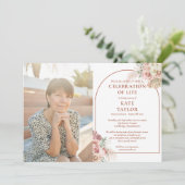 Pampas Grass Celebration of Life Funeral Photo Kaart (Staand voorkant)