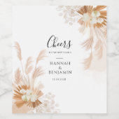 Pampas Grass Cheer en mevrouw Terracotta Wijn Etiket (Enkel label)