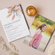 Pampas Grass Chic Boho Floral Graduation Party