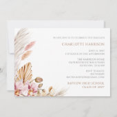 Pampas Grass Chic Boho Foto Graduparty Kaart (Achterkant)