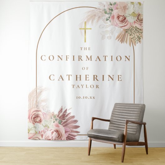 Pampas Grass Confirmation Photo Backdrop Wandkleed (In situ)