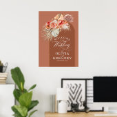 Pampas Grass Copper Rust Floral Weddenschap Welkom Poster (Thuiskantoor)