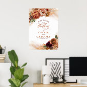 Pampas Grass Copper Rust Floral Weddenschap Welkom Poster (Thuiskantoor)