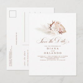 Pampas grass Cream Flowers Exotic Save the Date Aankondigingskaart