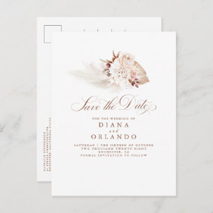 Pampas grass Cream Flowers Exotic Save the Date Aankondigingskaart