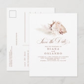 Pampas grass Cream Flowers Exotic Save the Date Aankondigingskaart (Voorkant / Achterkant)