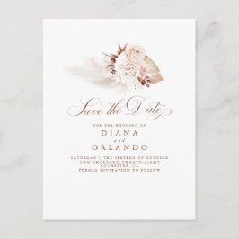 Pampas grass Cream Flowers Exotic Save the Date Aankondigingskaart