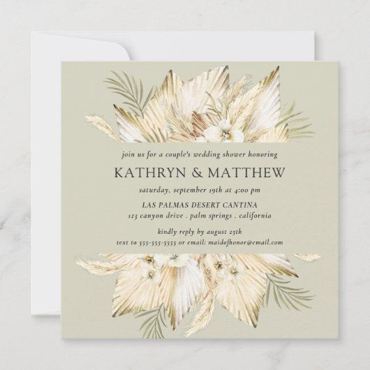 Pampas Grass Desert Boho Couple's Wedding Shower Kaart (Voorkant)