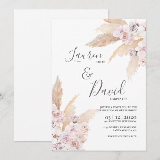 Pampas Grass Desert bruiloft Kaart (Voorkant / Achterkant)