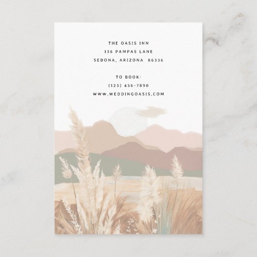 Pampas Grass Desert Landschap Boho Wedding Details Informatiekaartje (Achterkant)