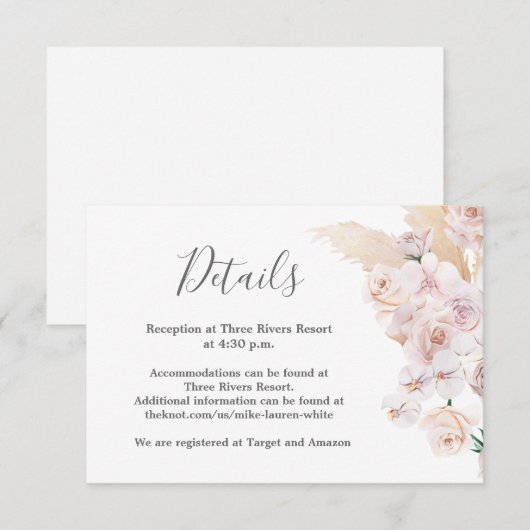 Pampas Grass details trouwkaart RSVP Kaartje (Voorkant / Achterkant)