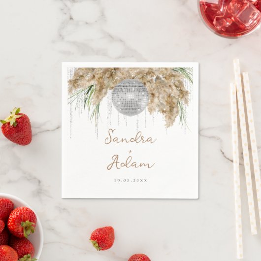 Pampas Grass Disco Ball Boho Bruiloft Servet (Insitu)